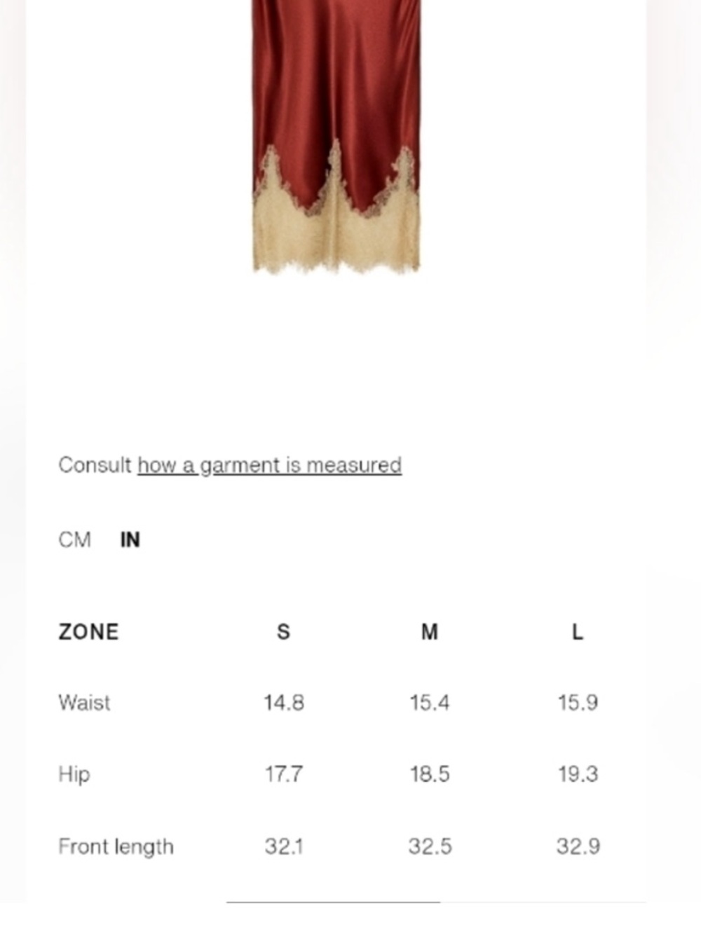 Zara Rust Satin Midi Skirt with Cream Lace Hem - Picture 7 of 10